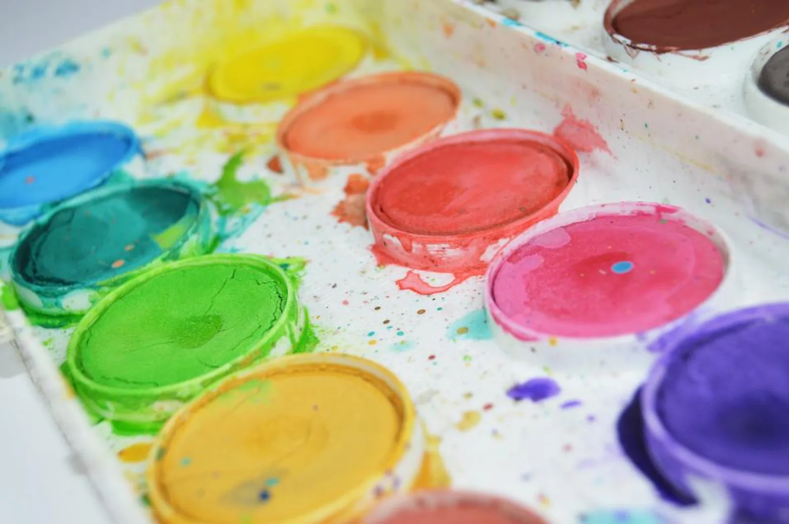 Watercolour paints mid-painting